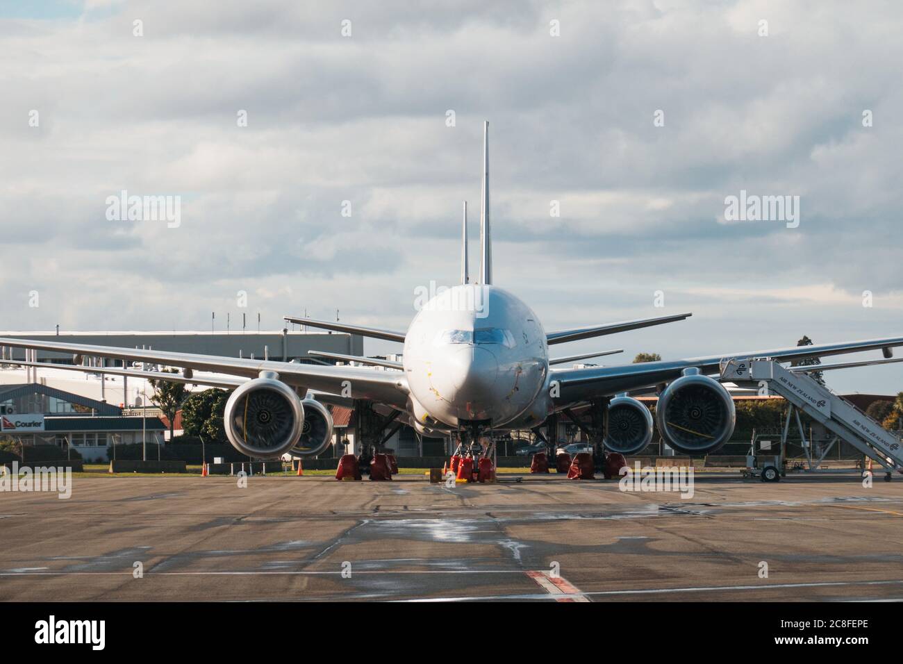 Boeing 777s in storage at Christchurch Airport, New Zealand, during the coronavirus pandemic Stock Photo