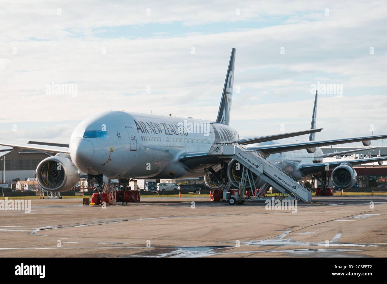 Boeing 777s in storage at Christchurch Airport, New Zealand, during the