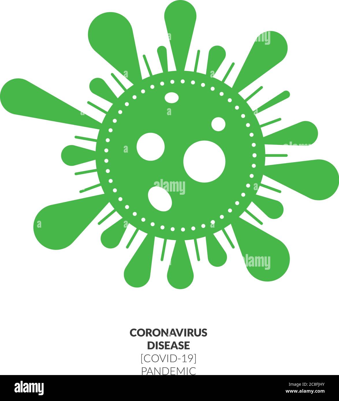 Modern vector flat design illustration with green coronavirus cell concept. Stock Vector