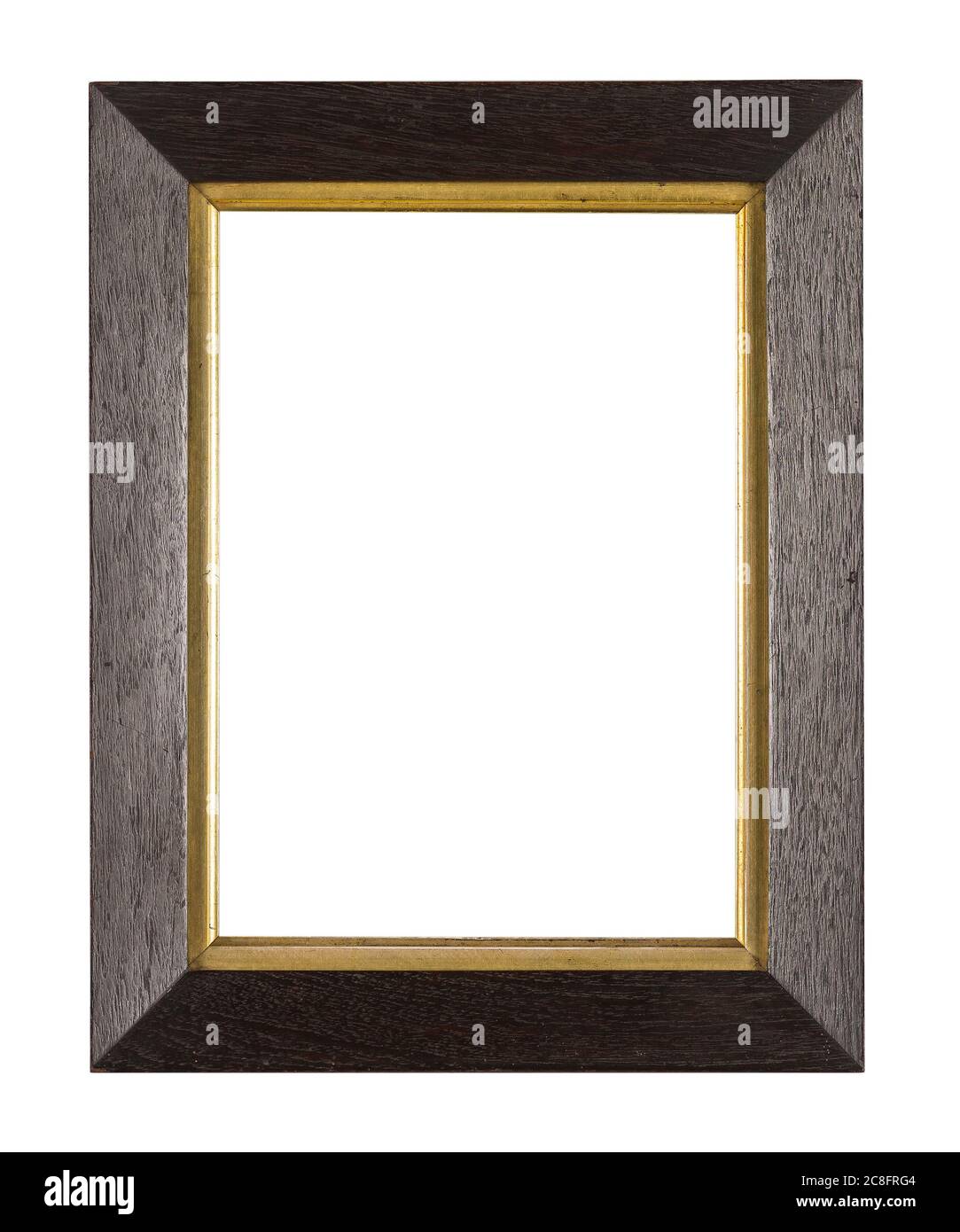 Dark brown wooden frame with a golden inner part for painting or picture Stock Photo Alamy