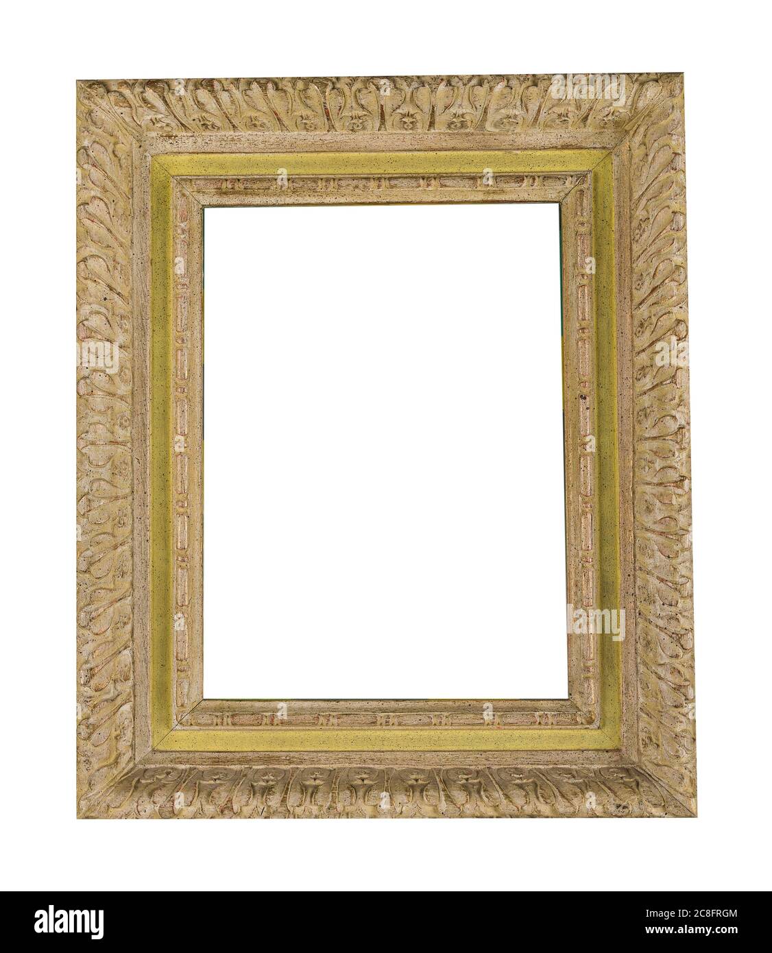 Beige vintage frame for painting or picture isolated on a white ...