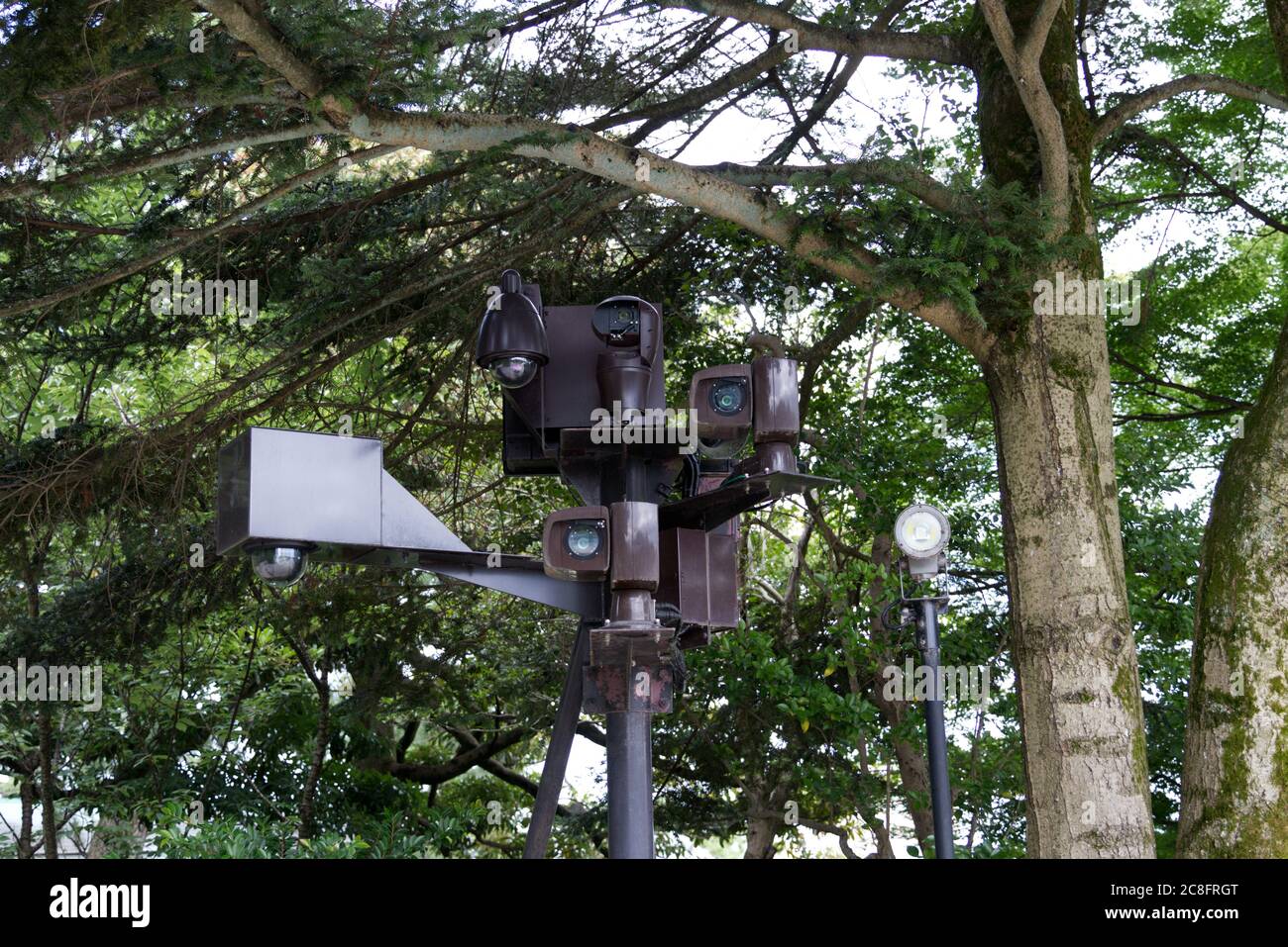 Total surveillance with cameras in nature Stock Photo
