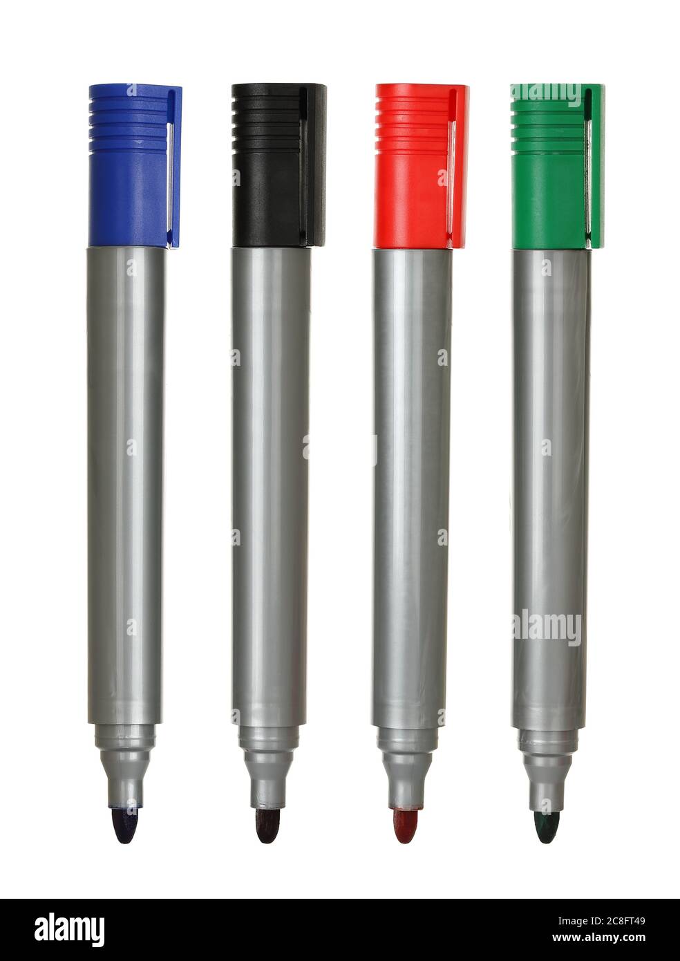 four felt tip markers isolated on white Stock Photo Alamy
