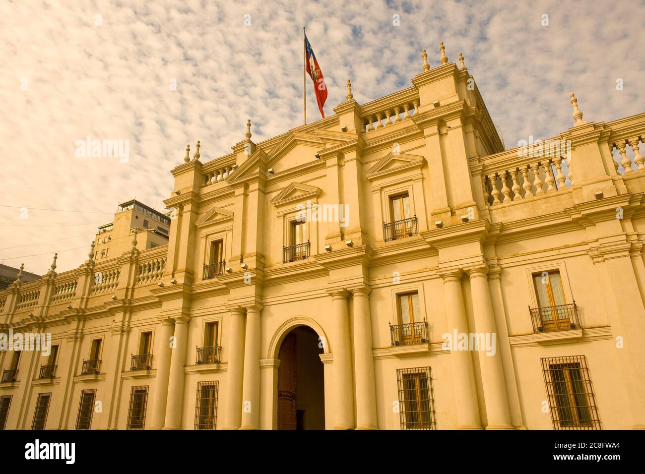Palacio de la Moneda, or La Moneda, Chilean presidential and government palace at downtown in Santiago de Chile Stock Photo