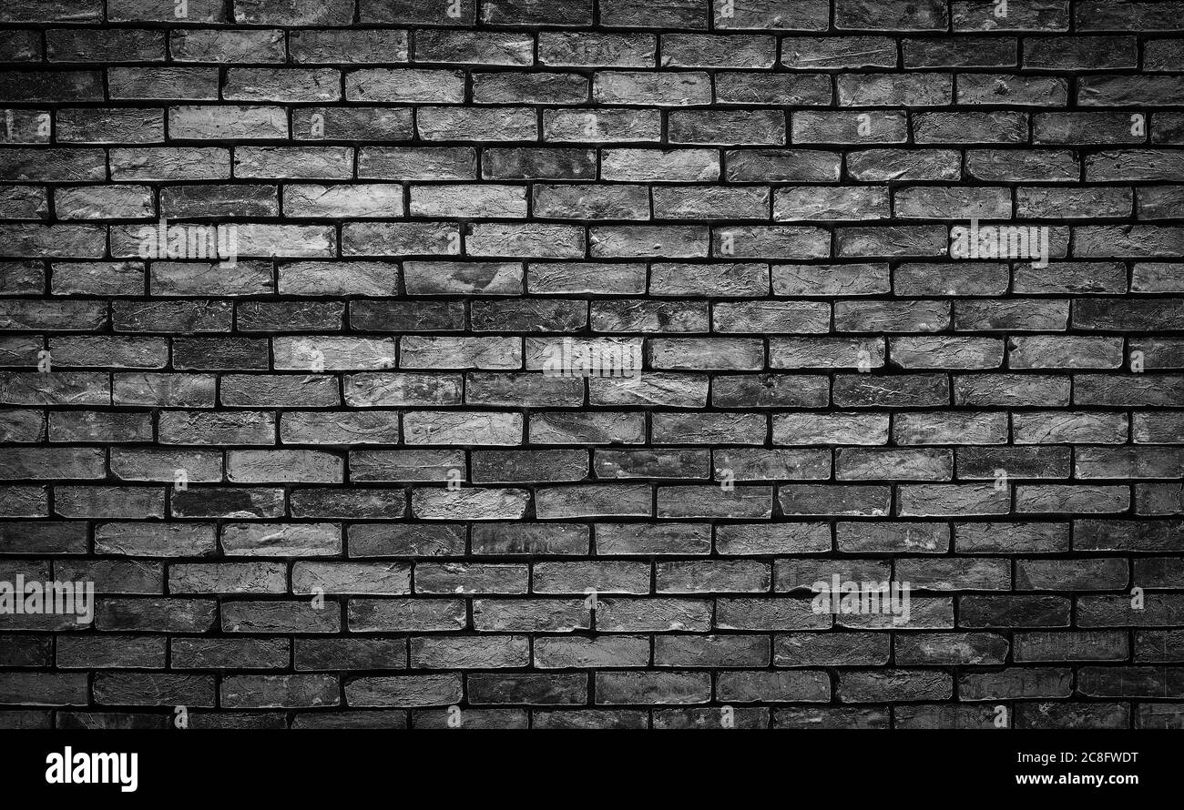 Dark Gray grunge Brick wall texture close up. Top view. Modern brick ...
