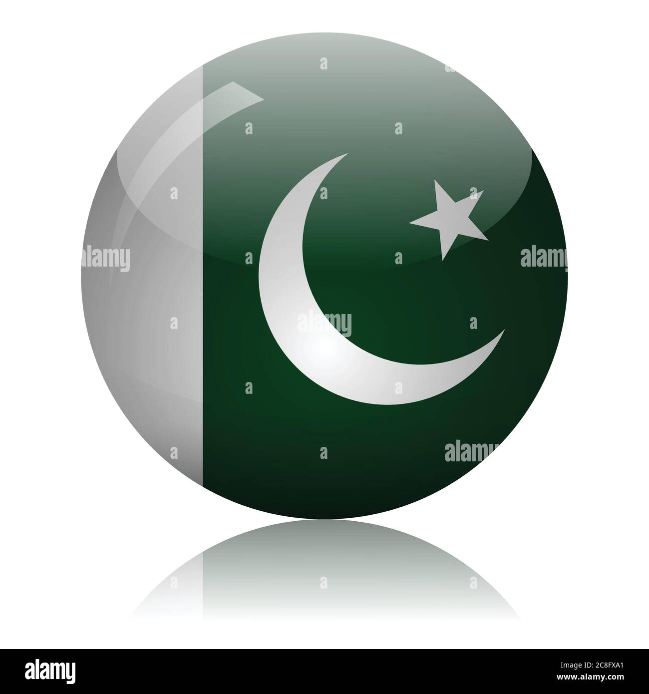 Pakistani flag glass ball on light mirror surface vector illustration Stock Vector