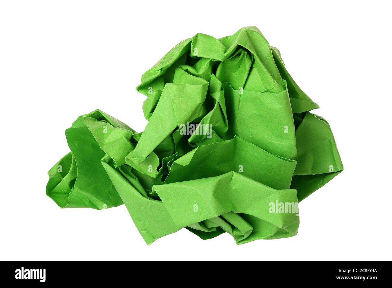crumpled green paper ball isolated on white Stock Photo