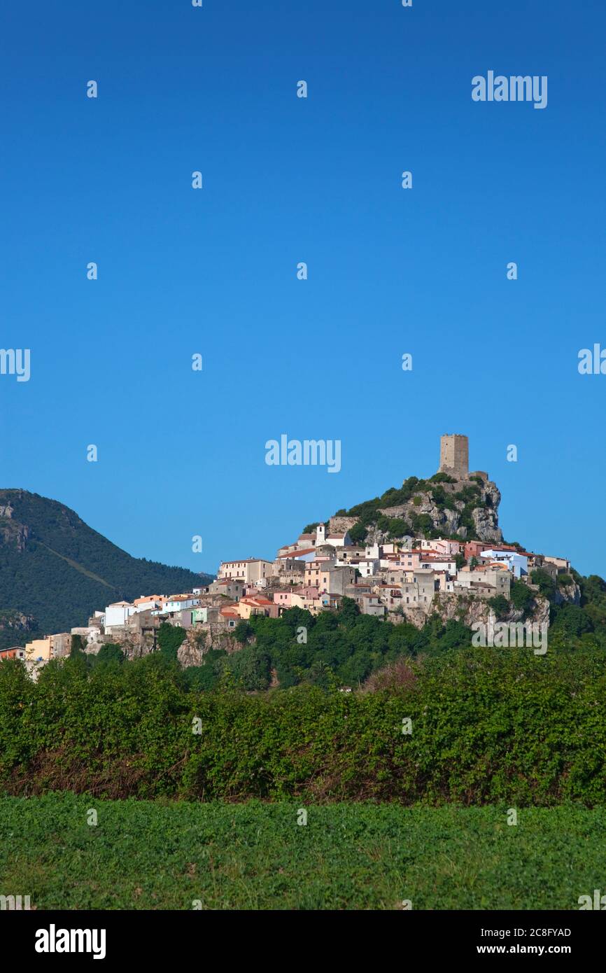 geography / travel, Italy, Sardinia, Posada with the Castello della Fava, Gallura, East Sardinia, Sard, Additional-Rights-Clearance-Info-Not-Available Stock Photo