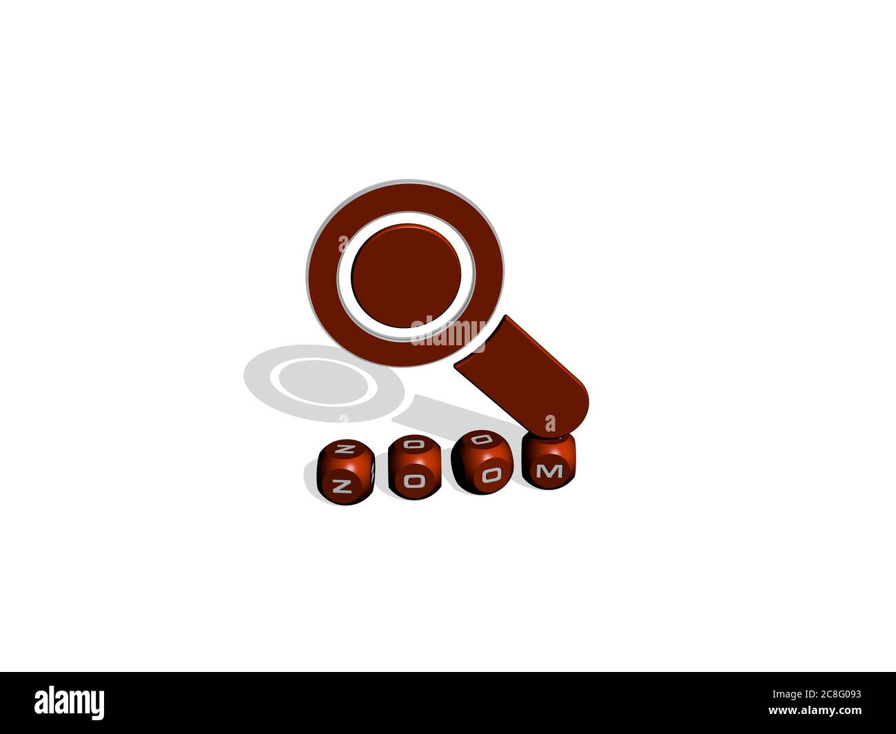 3D representation of ZOOM with icon on the wall and text arranged by