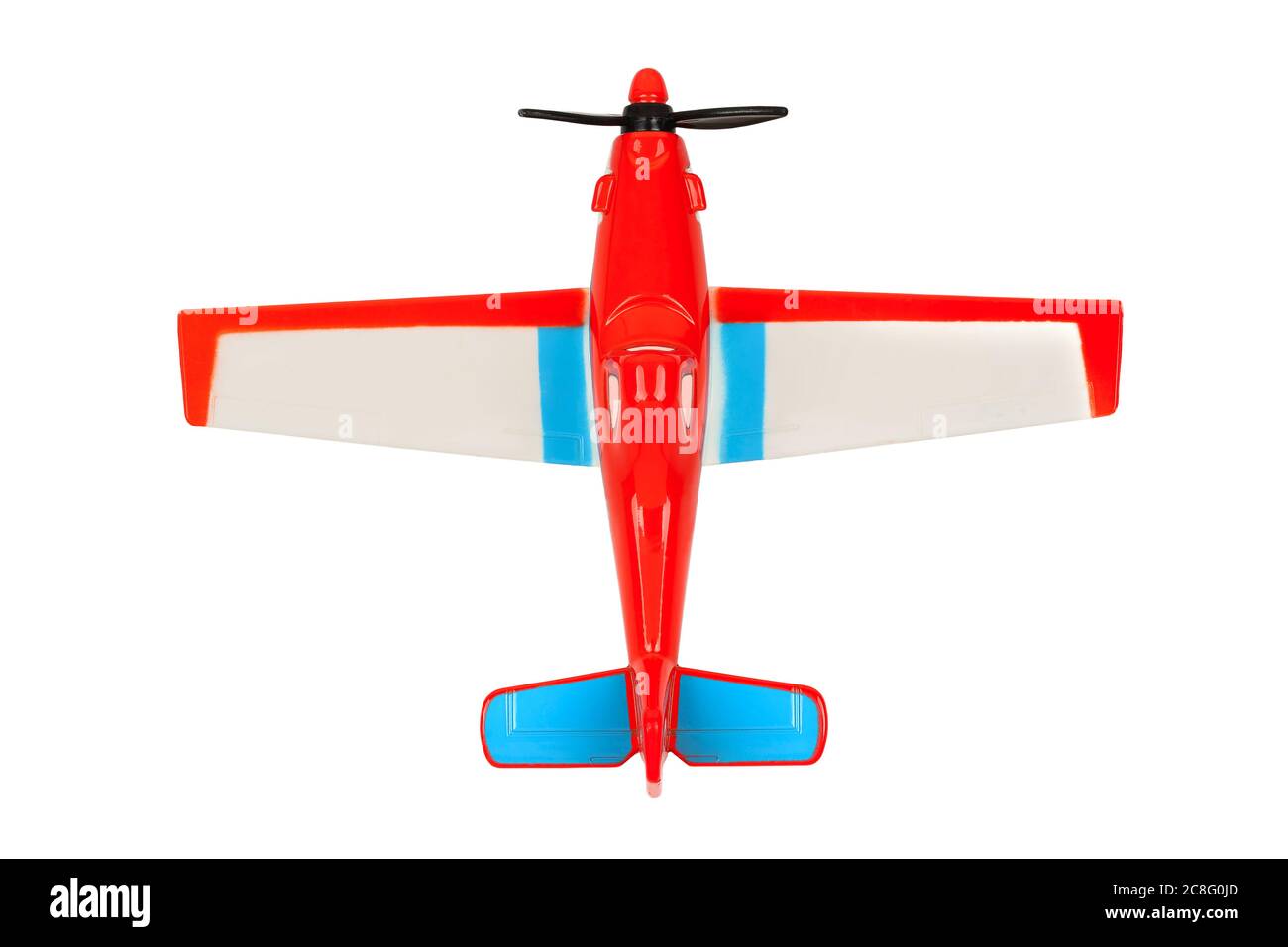 top veiw of toy plane isolated on white Stock Photo