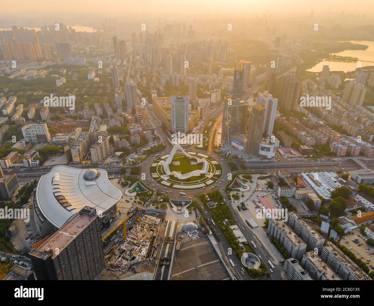 Cityscape of Optics Valley, Wuhan.Wuhan city  at night.Panoramic skyline and buildings in financial district. Stock Photo
