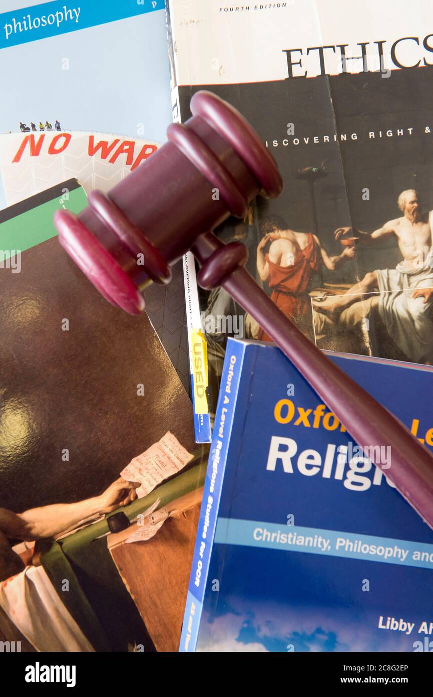 Religious Studies and Ethics text books. Stock Photo