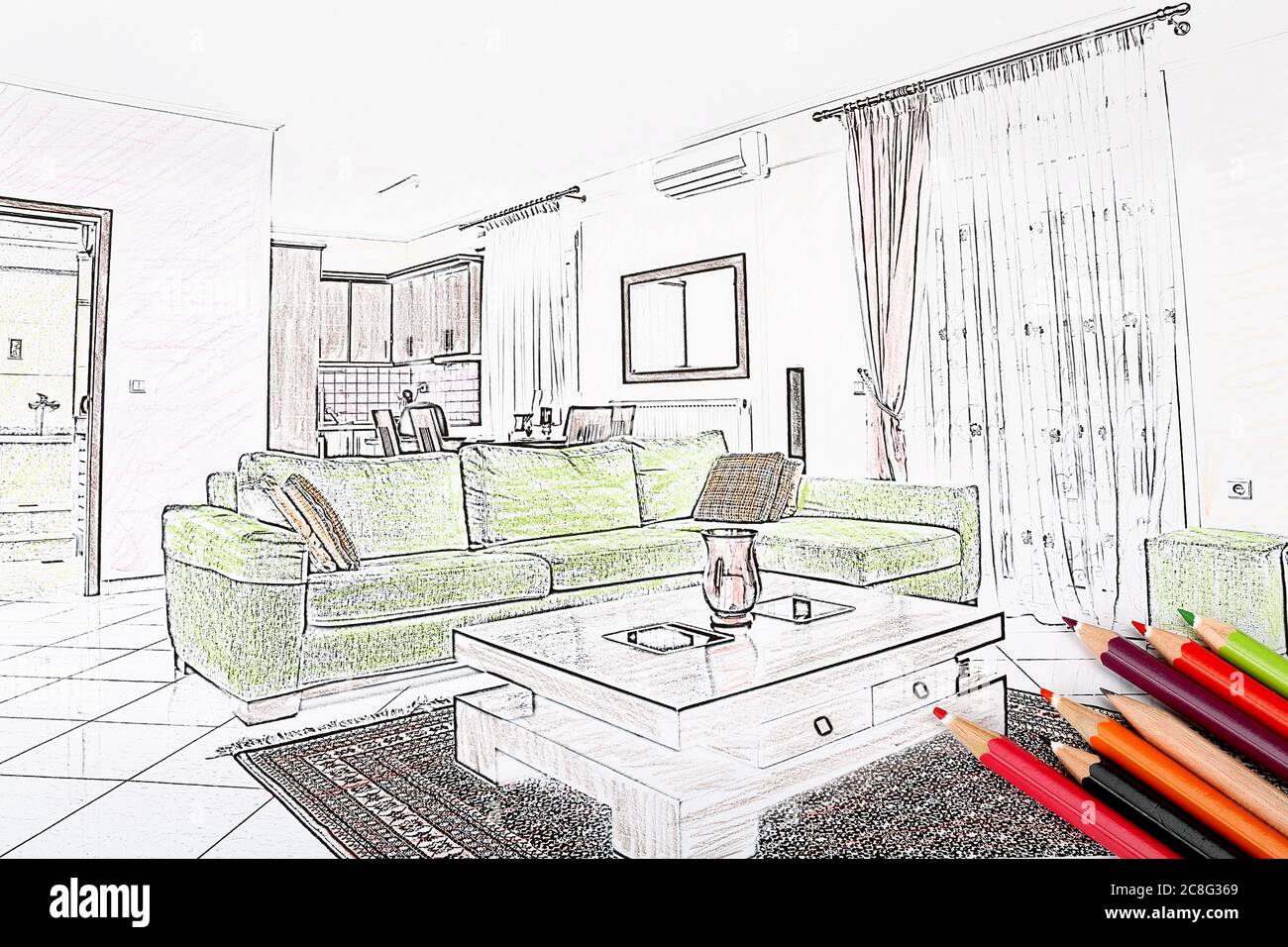 Living room  Colour pencil Sketch by Artzone111 on DeviantArt