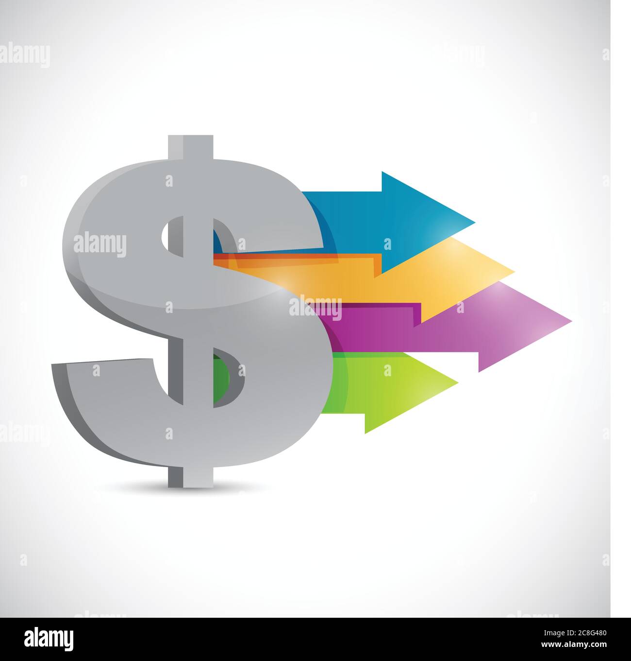 Dollar currency symbol and positive arrows illustration design over a ...