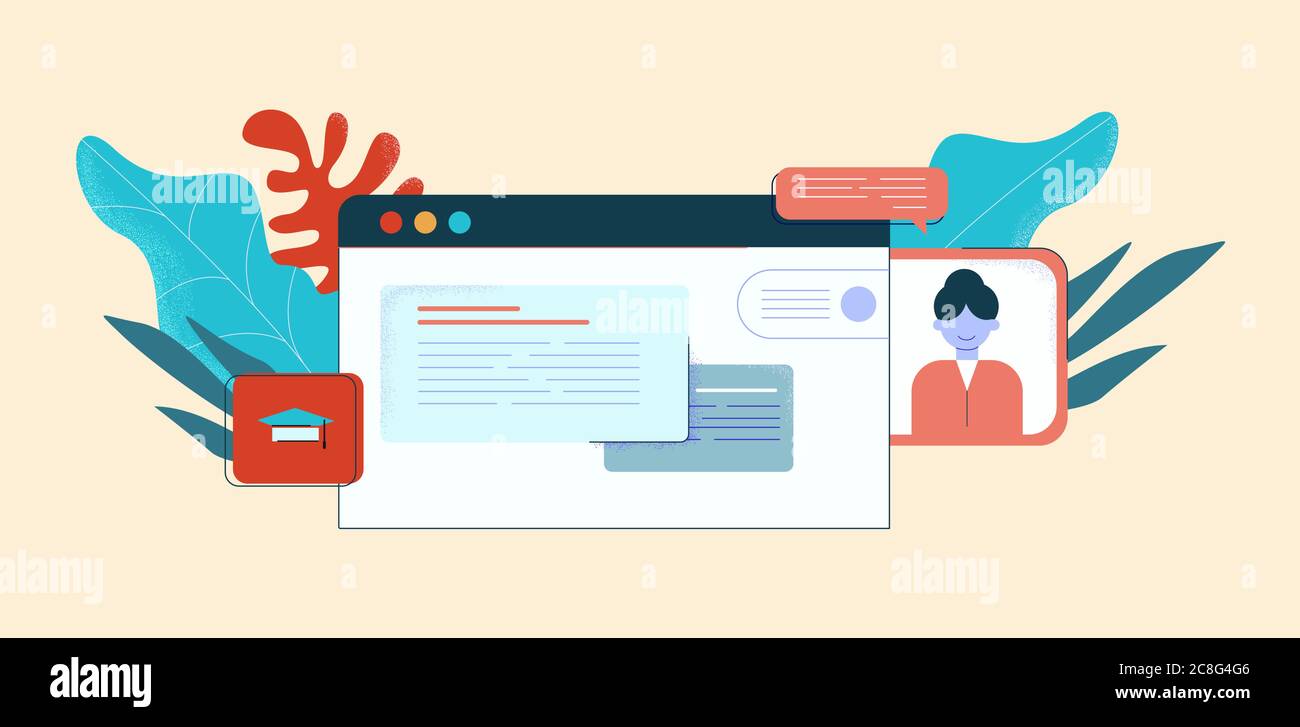 Online courses illustration. Web based learning at distance electronic ...