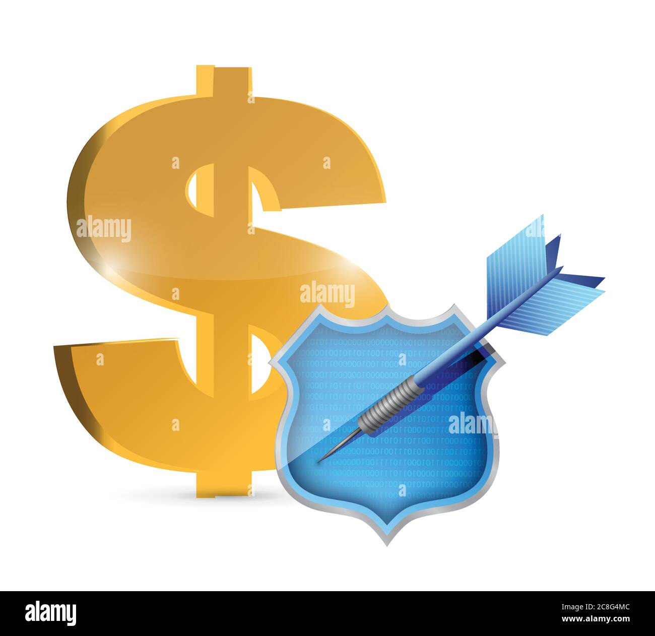 Dollar shield dart illustration design over a white background Stock