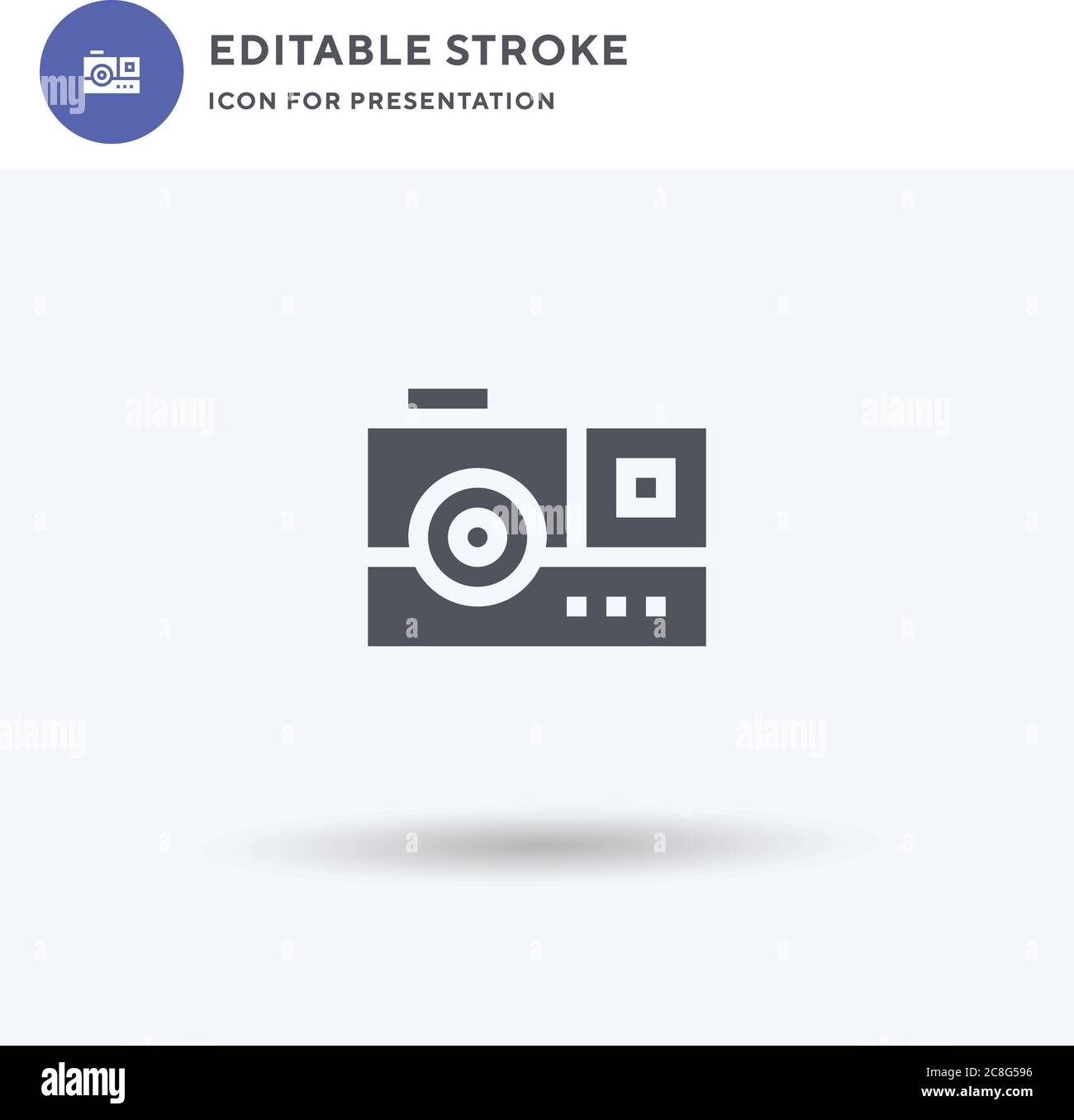 Camera icon vector, filled flat sign, solid pictogram isolated on white ...