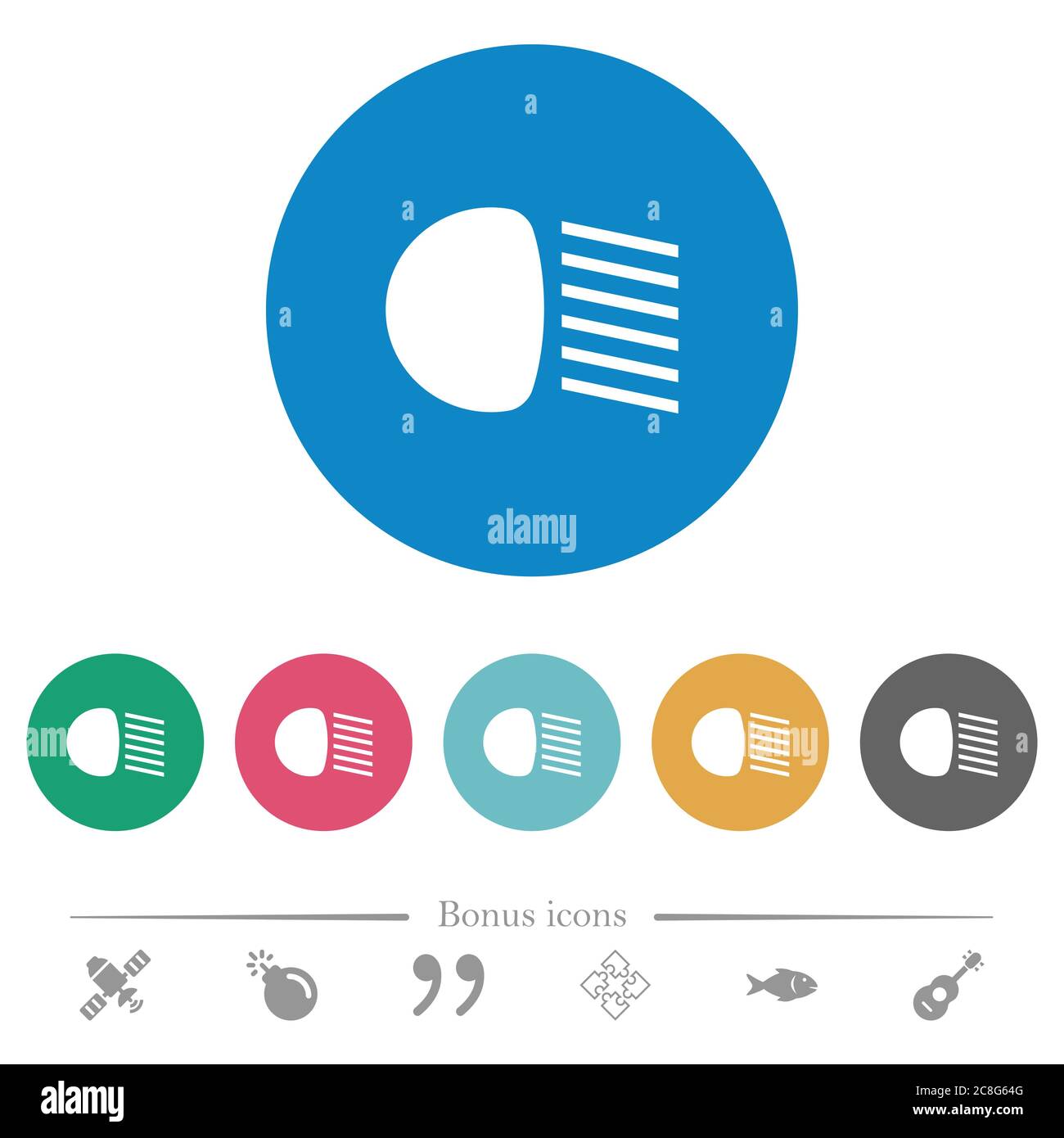 Dipped beam lights flat white icons on round color backgrounds. 6 bonus ...