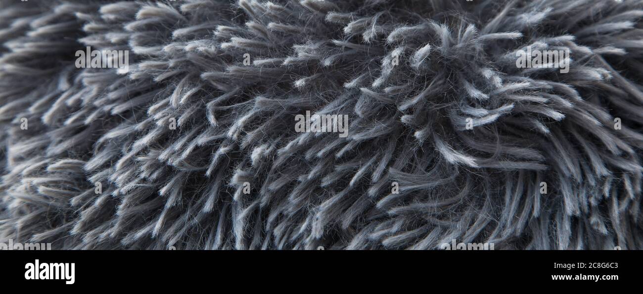 Abstract grey fur background. Banner Stock Photo