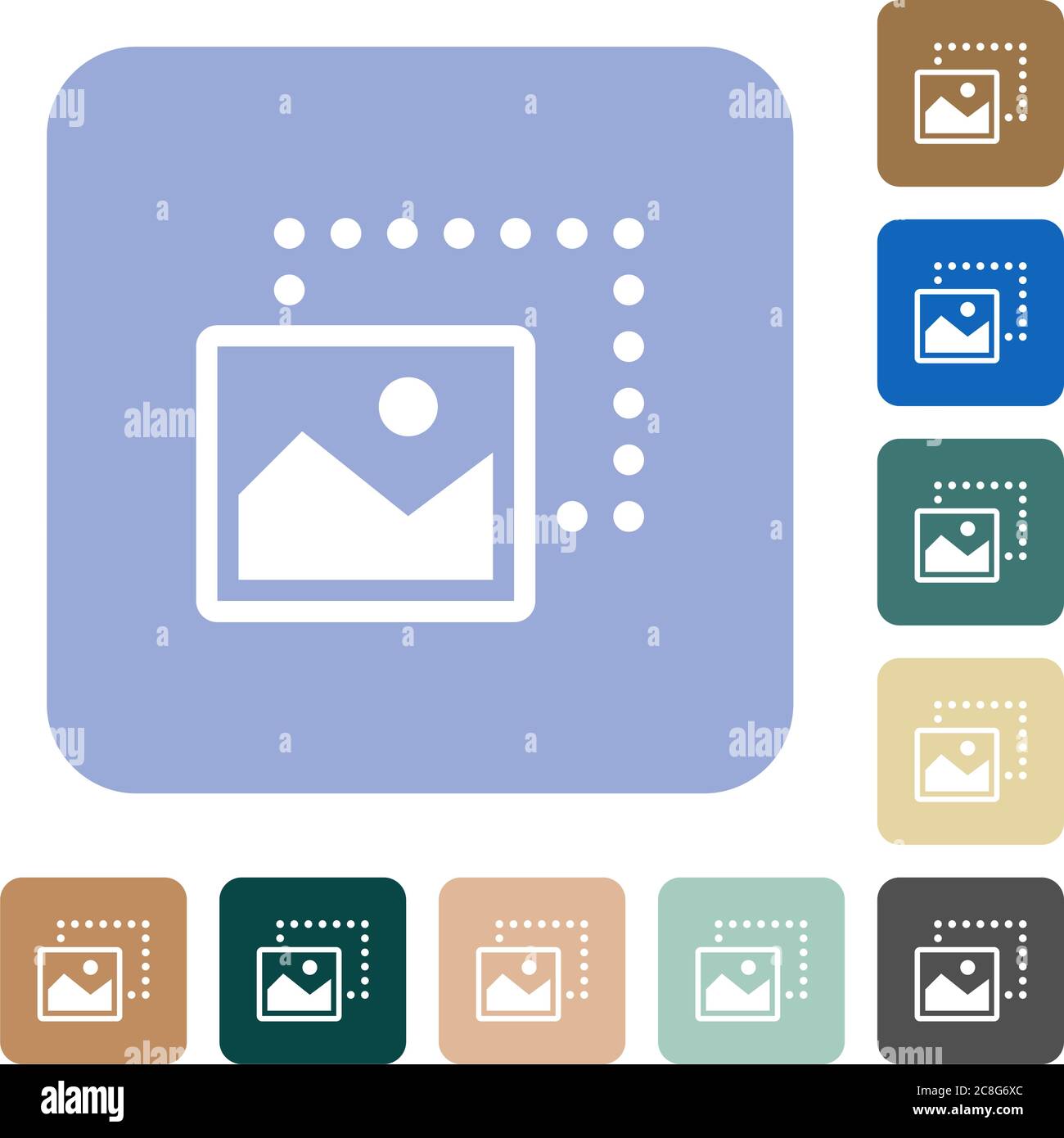 Drag image to bottom left white flat icons on color rounded square ...