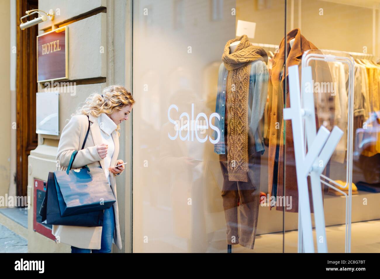 Woman on shopping spree, Firenze, Toscana, Italy Stock Photo