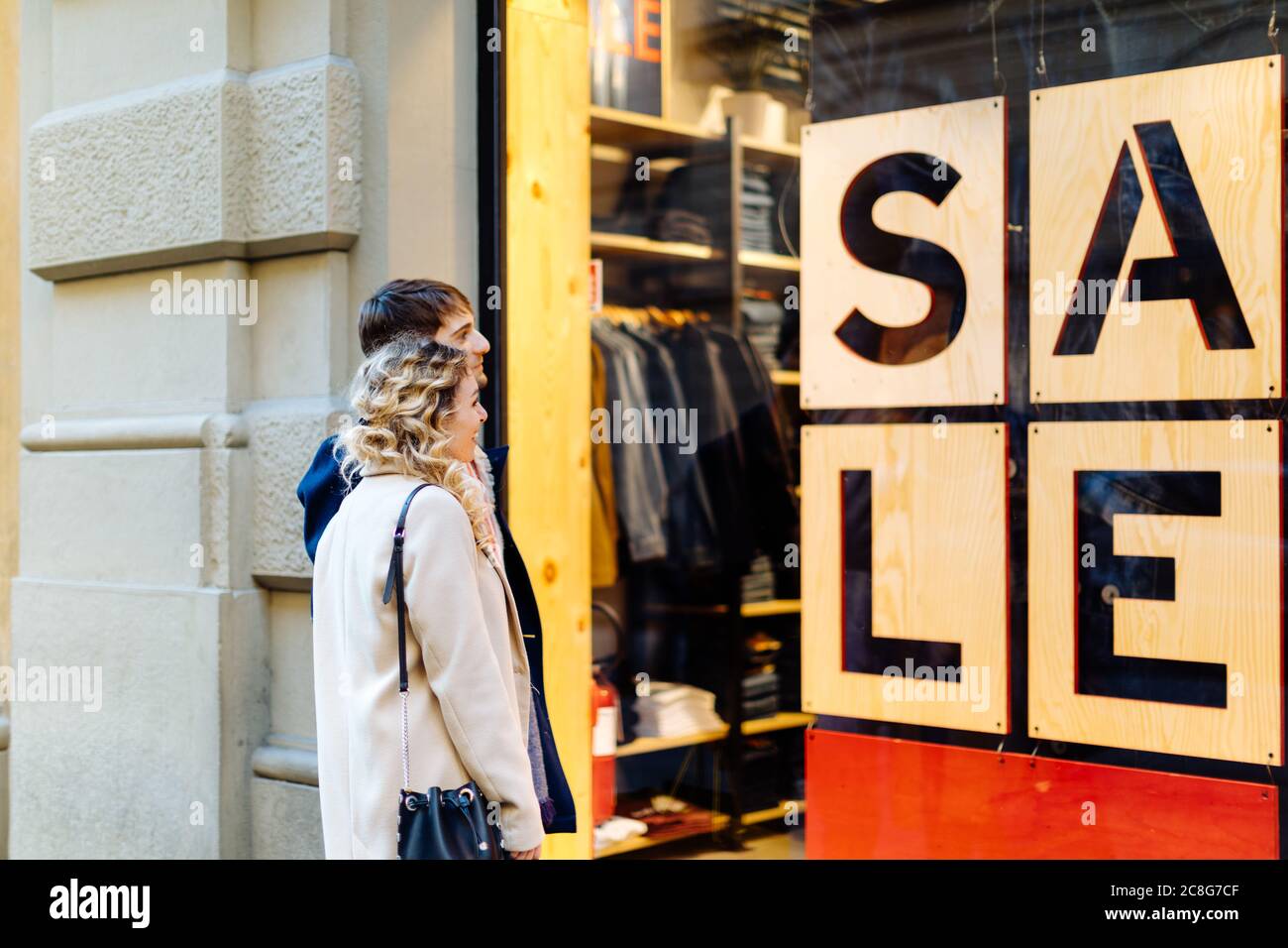 Couple window shopping, Firenze, Toscana, Italy Stock Photo