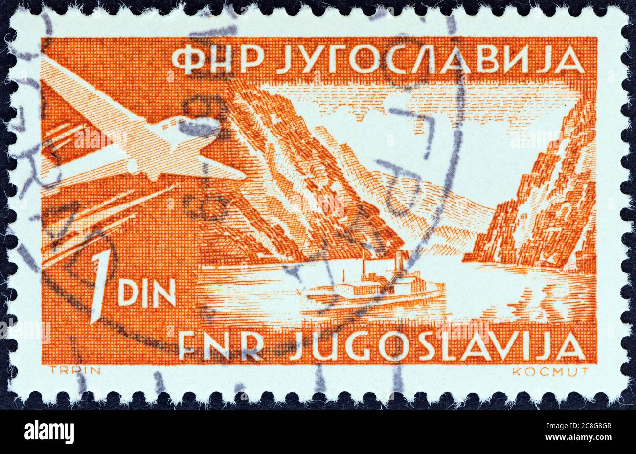 YUGOSLAVIA - CIRCA 1951: A stamp printed in Yugoslavia shows Iron Gates, Danube, circa 1951. Stock Photo