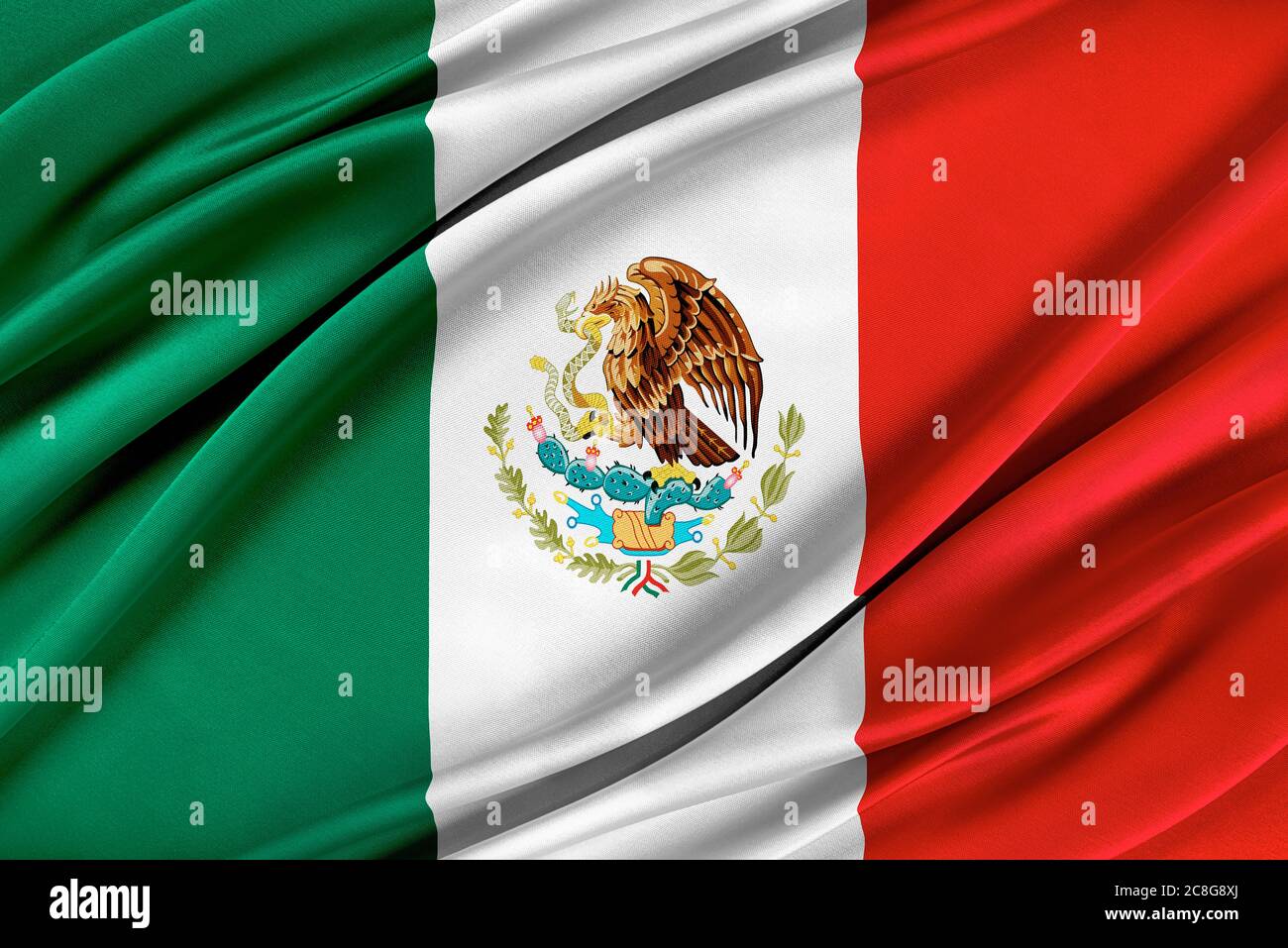 Colorful Mexico flag waving in the wind Stock Photo - Alamy