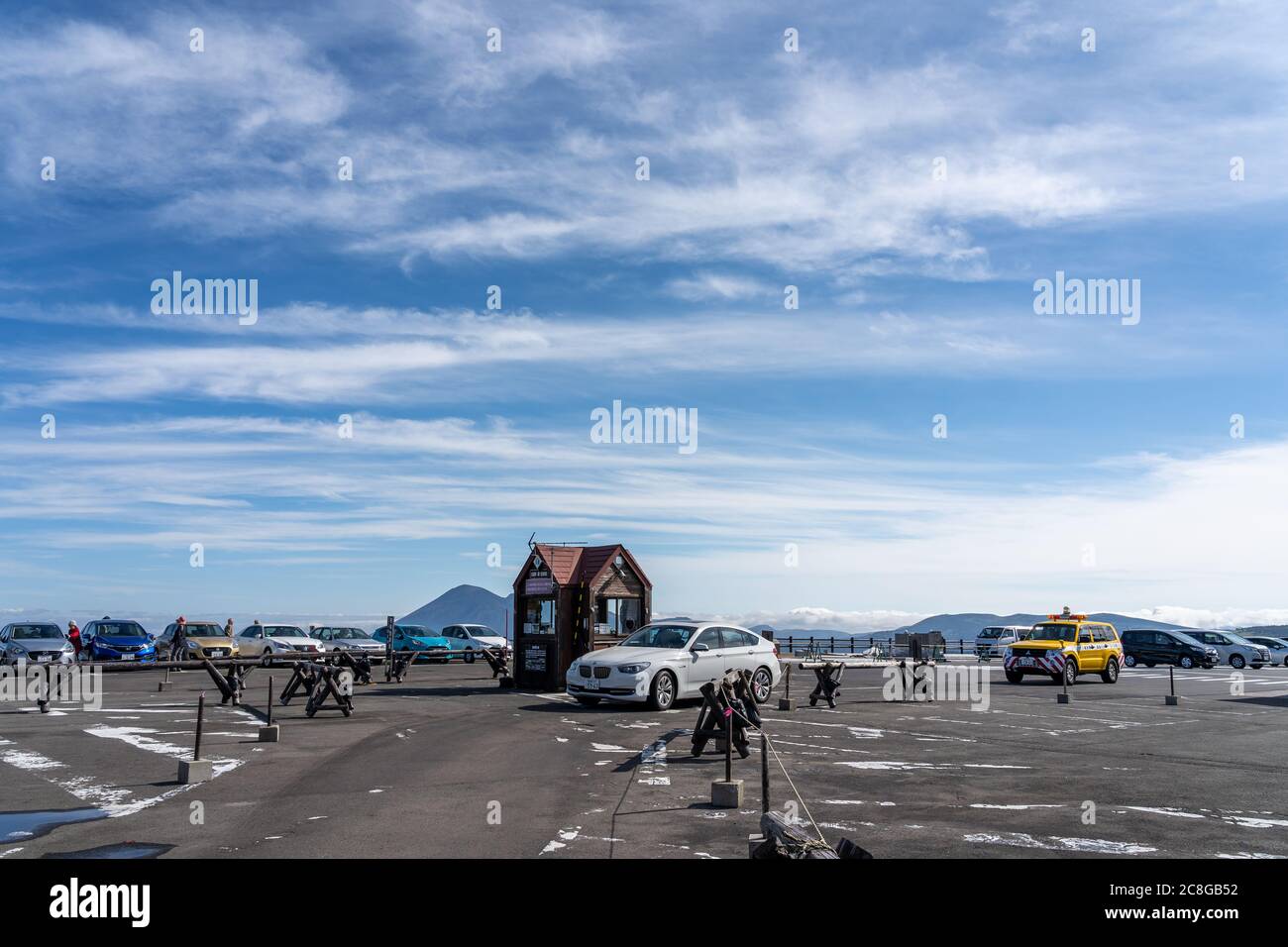 Hachimantai summit parking area. Towada-Hachimantai National Park. Stock Photo