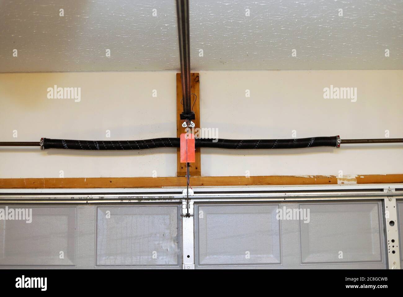 pic Old Overhead Door Garage Door Opener https www alamy com a close up image of a the springs on a overhead garage door opener image366696327 html