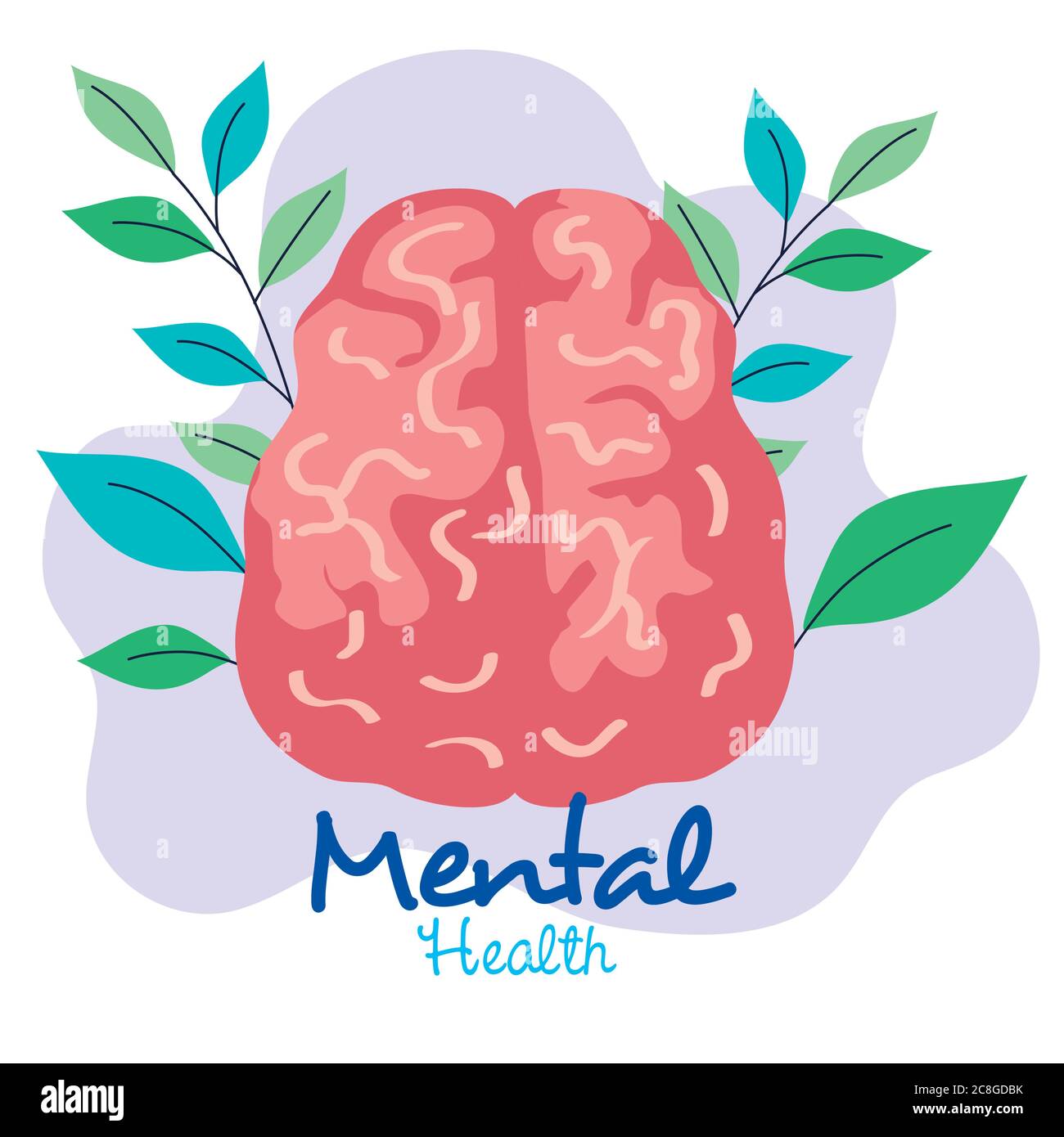 mental health concept, brain with leaves Stock Vector Image & Art - Alamy