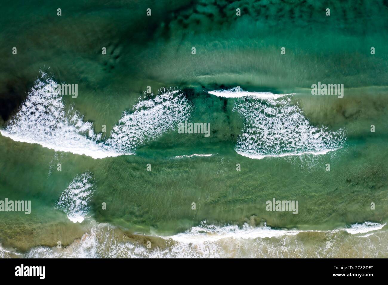 Aerial view of tropical sandy beach and blue ocean with crystal clear ...