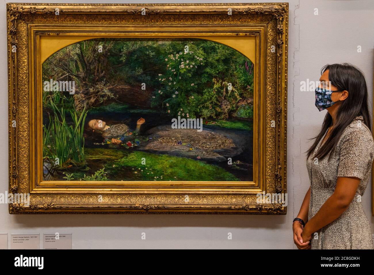 London, UK. 24th July, 2020. Ophelia by Millais - Works in the 1840's gallery - The Tate Britain re-opens on Monday. Visitors are asked to follow guidance on social distancing etc, in line with advice from government following the easing of the lockdown. Credit: Guy Bell/Alamy Live News Stock Photo