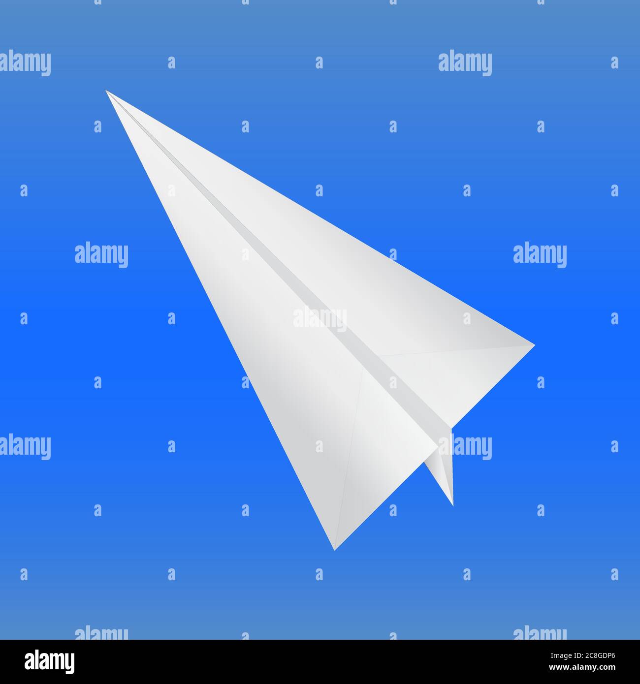 Paper airplane plane aeroplane on a blue background Stock Vector