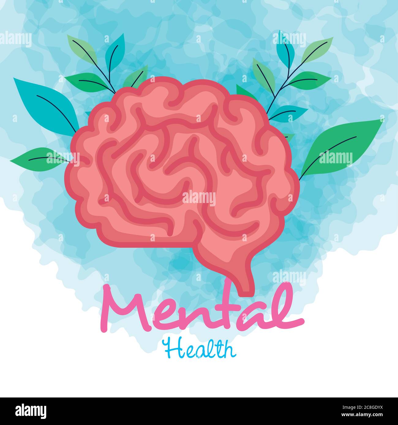 mental health concept, brain with leaves Stock Vector Image & Art - Alamy