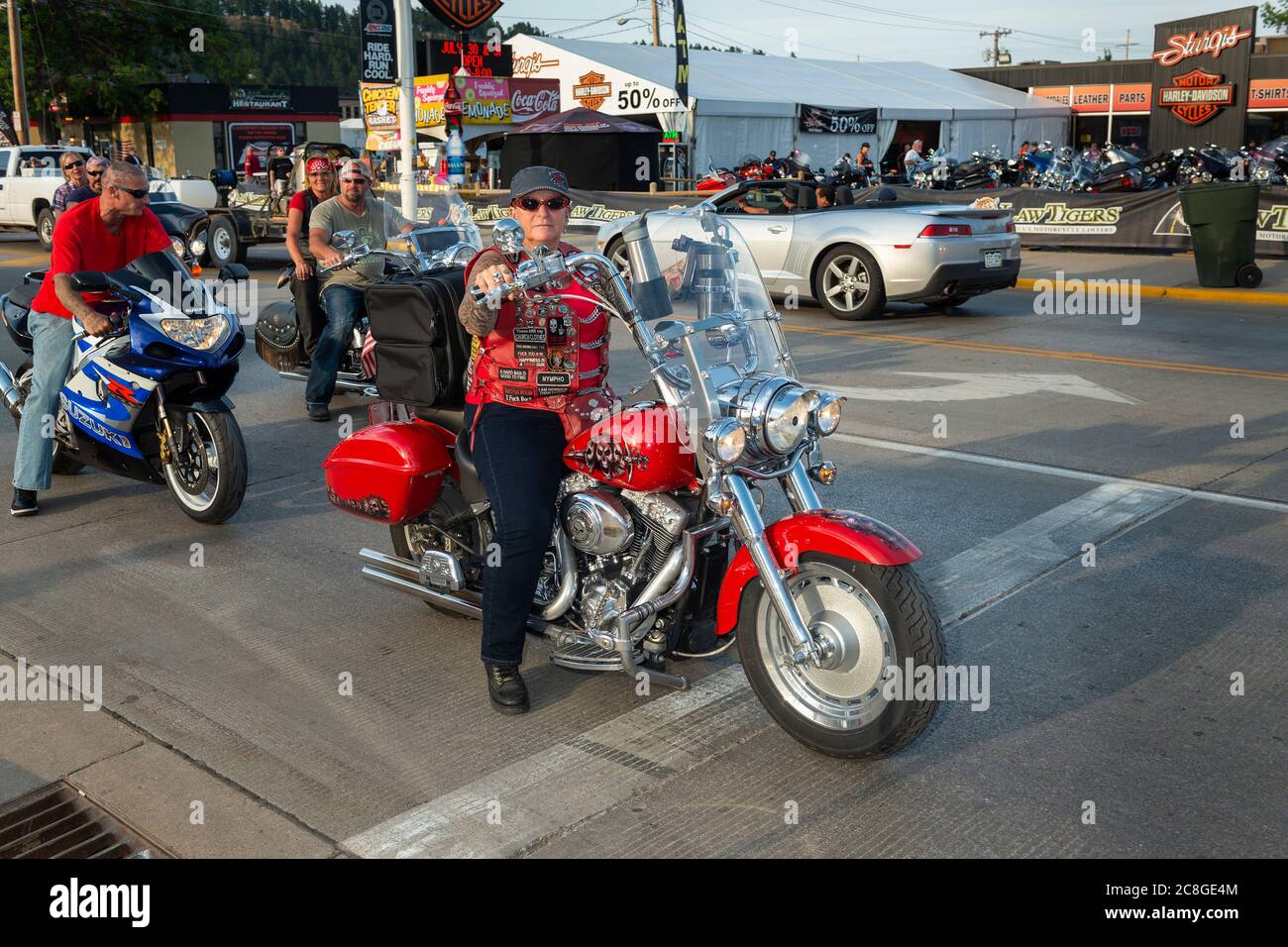 Sturgis, South Dakota August 9, 2014 Bykers in a street at the city
