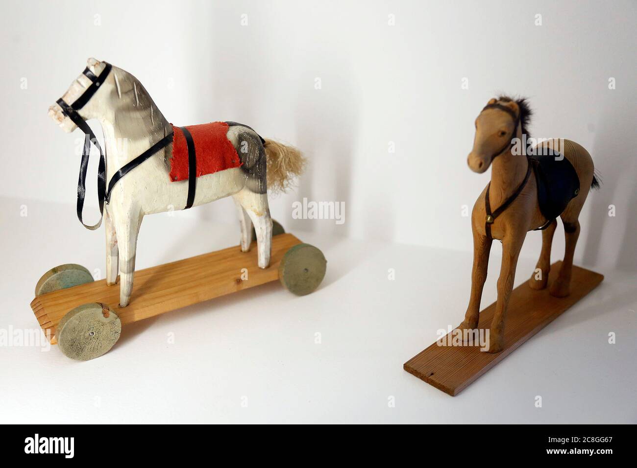 Rome, Italy. 24th July, 2020. Antique wooden horses Antique toys exposed at Palazzo Braschi during the Exhibition 'For fun. Collection of antique toys of Capitoline Superintendency'. Rome (Italy), July 24th 2020 Foto Samantha Zucchi Insidefoto Credit: insidefoto srl/Alamy Live News Stock Photo
