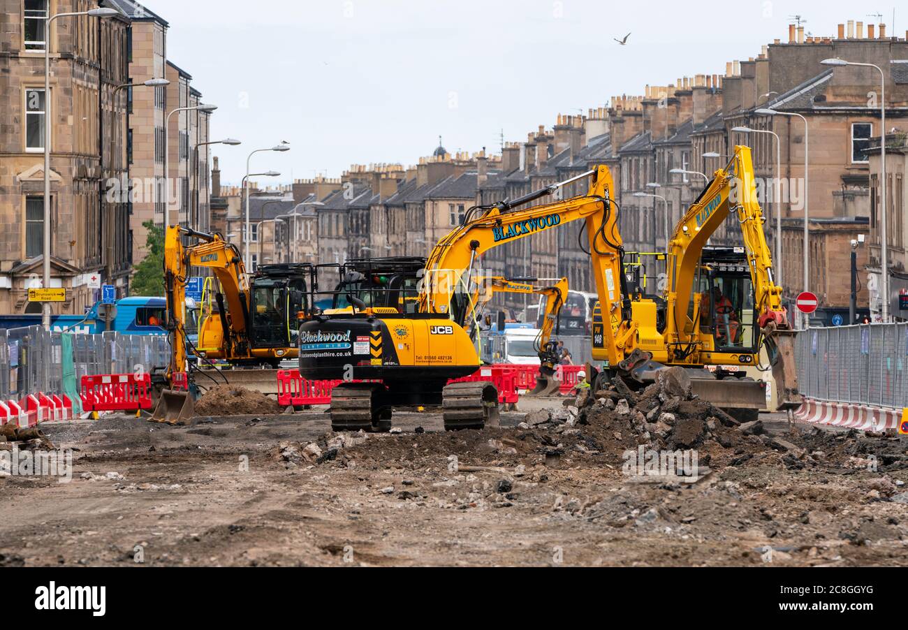 Edinburgh, Scotland, UK. 24 July, 2020. Construction work underway on