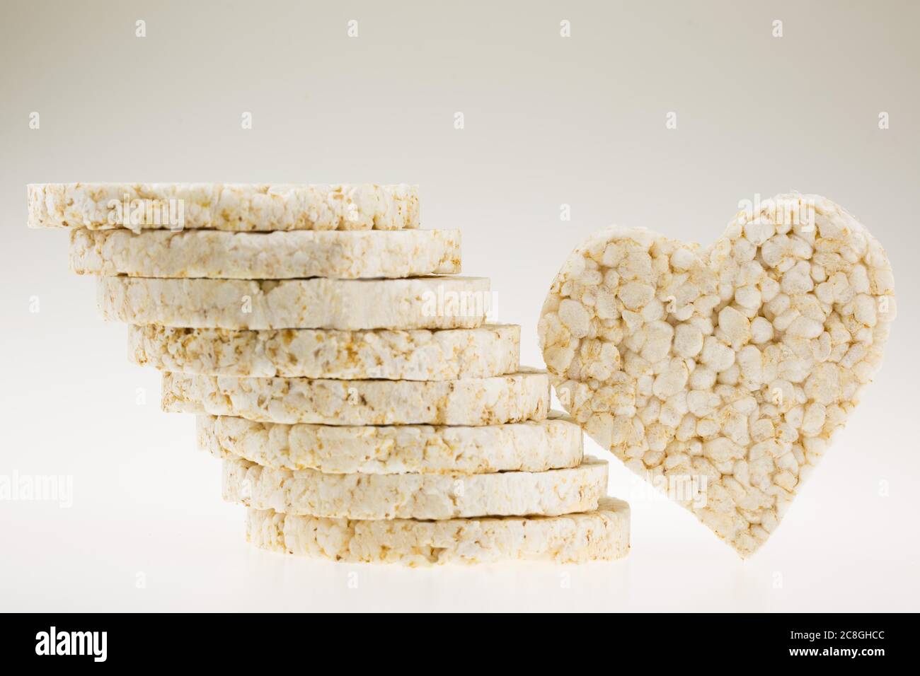 Organic rice wafer stack, heart-shaped, diet snack, gluten-free, lactose-free, Germany Stock Photo