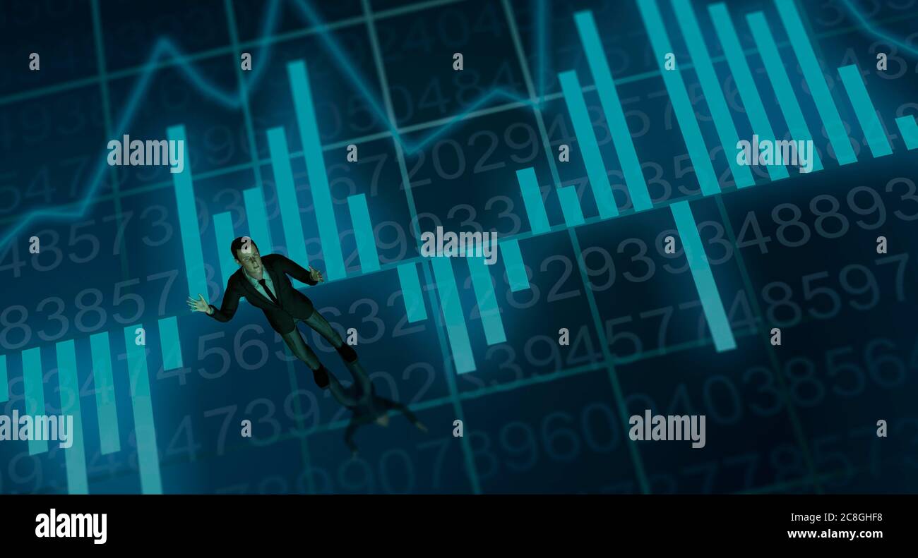 Digital Composing, businessman on diagram, symbolic image, Germany