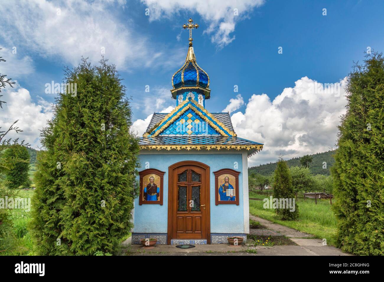 Chapel of the Church of the Holy Cross and the Holy Spirit, Nyzhnje Vysots'ke, Lviv Oblast, Ukraine Stock Photo