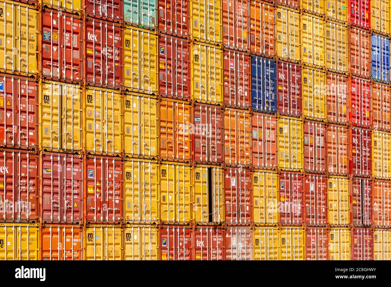 Freight containers at the container terminal at westhafen regensburg hi ...