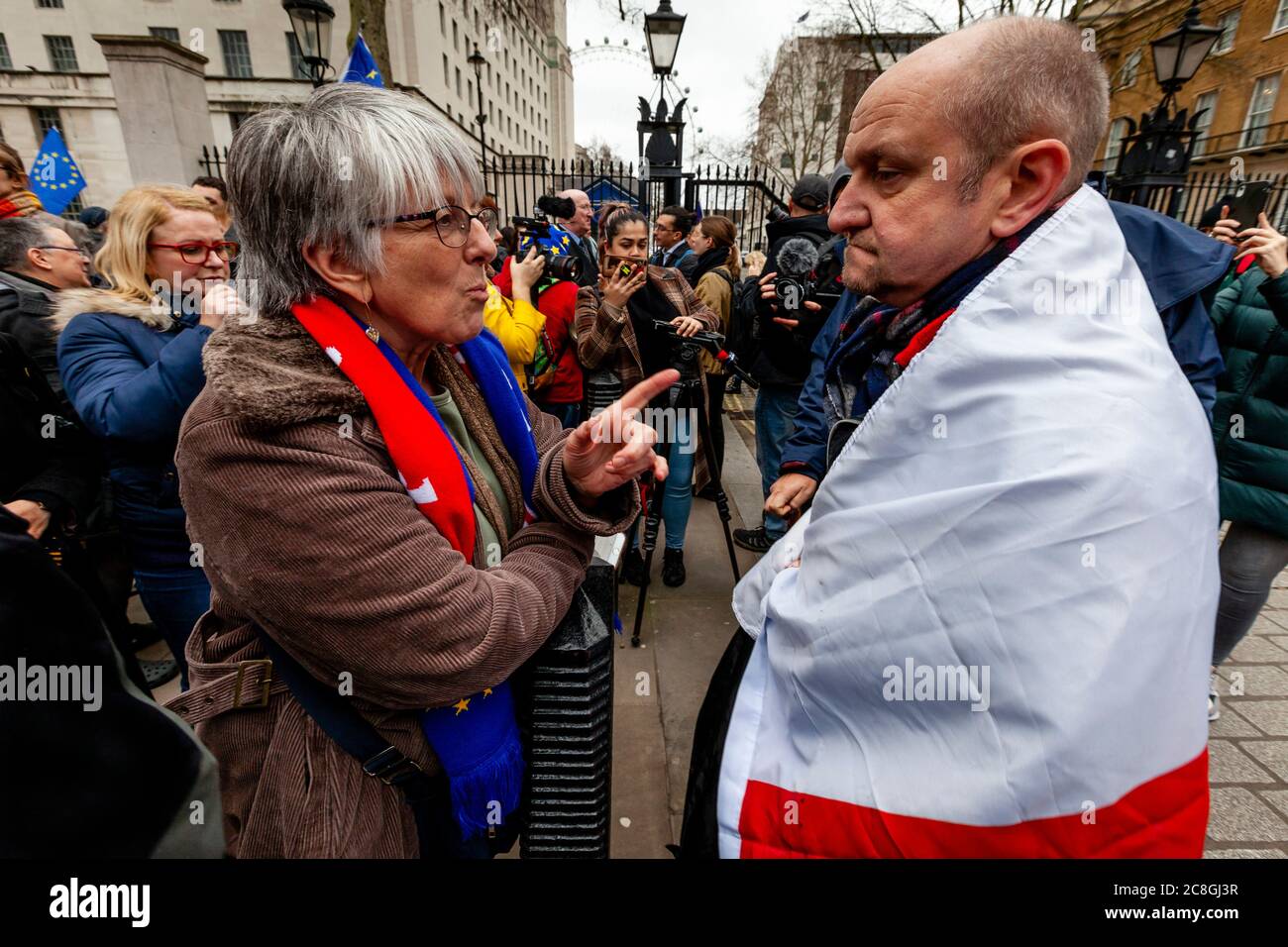 A Brexit Supporter Argues With Pro EU Supporters Near Parliament Square, London, UK Stock Photo