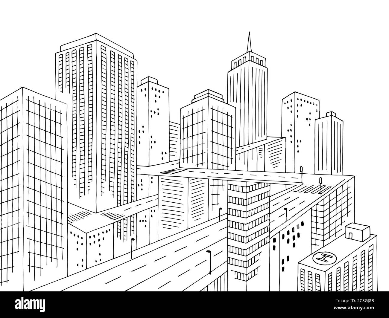 city sketch black png