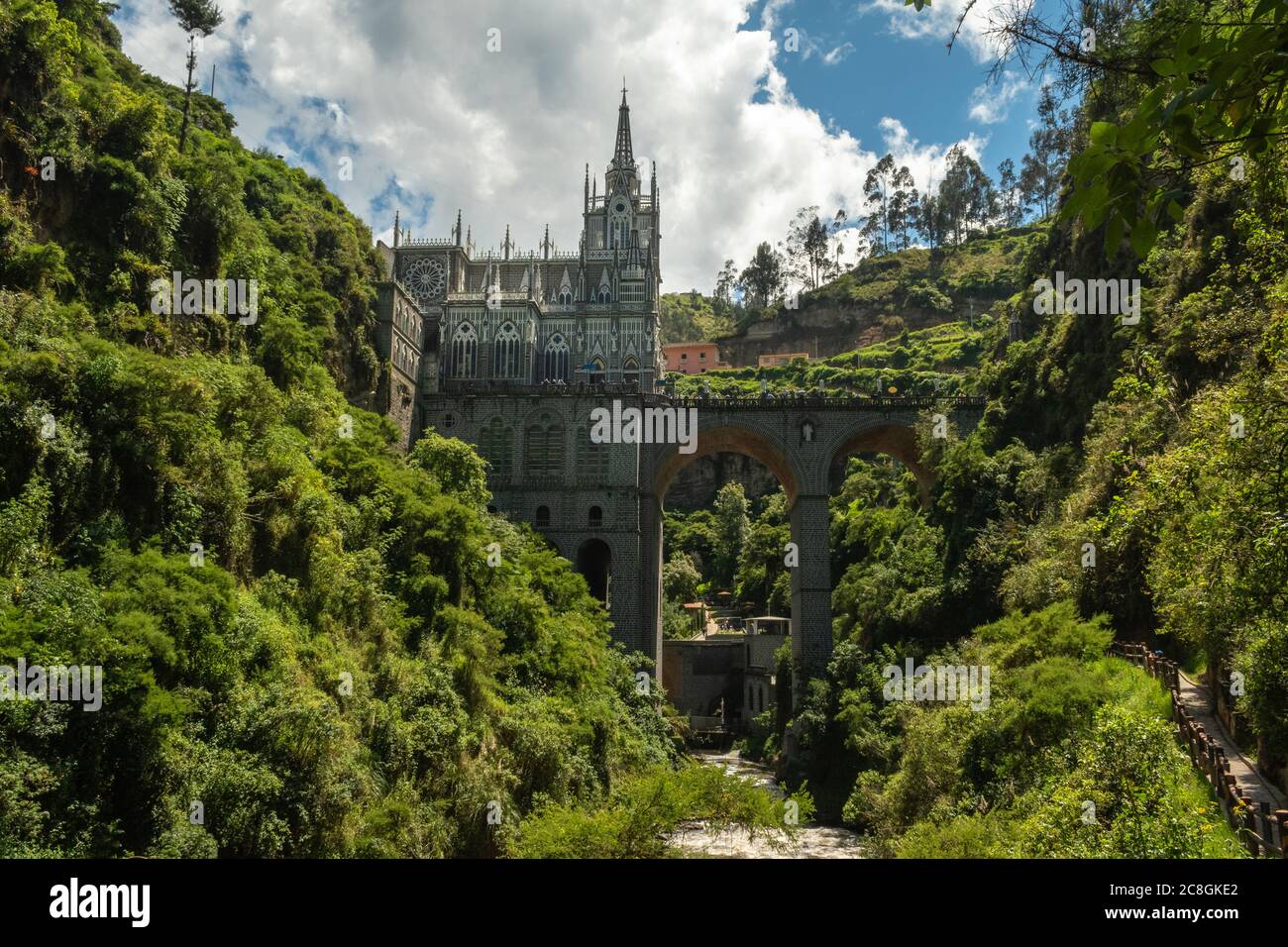 The church hidden in the mountains waits you Stock Photo
