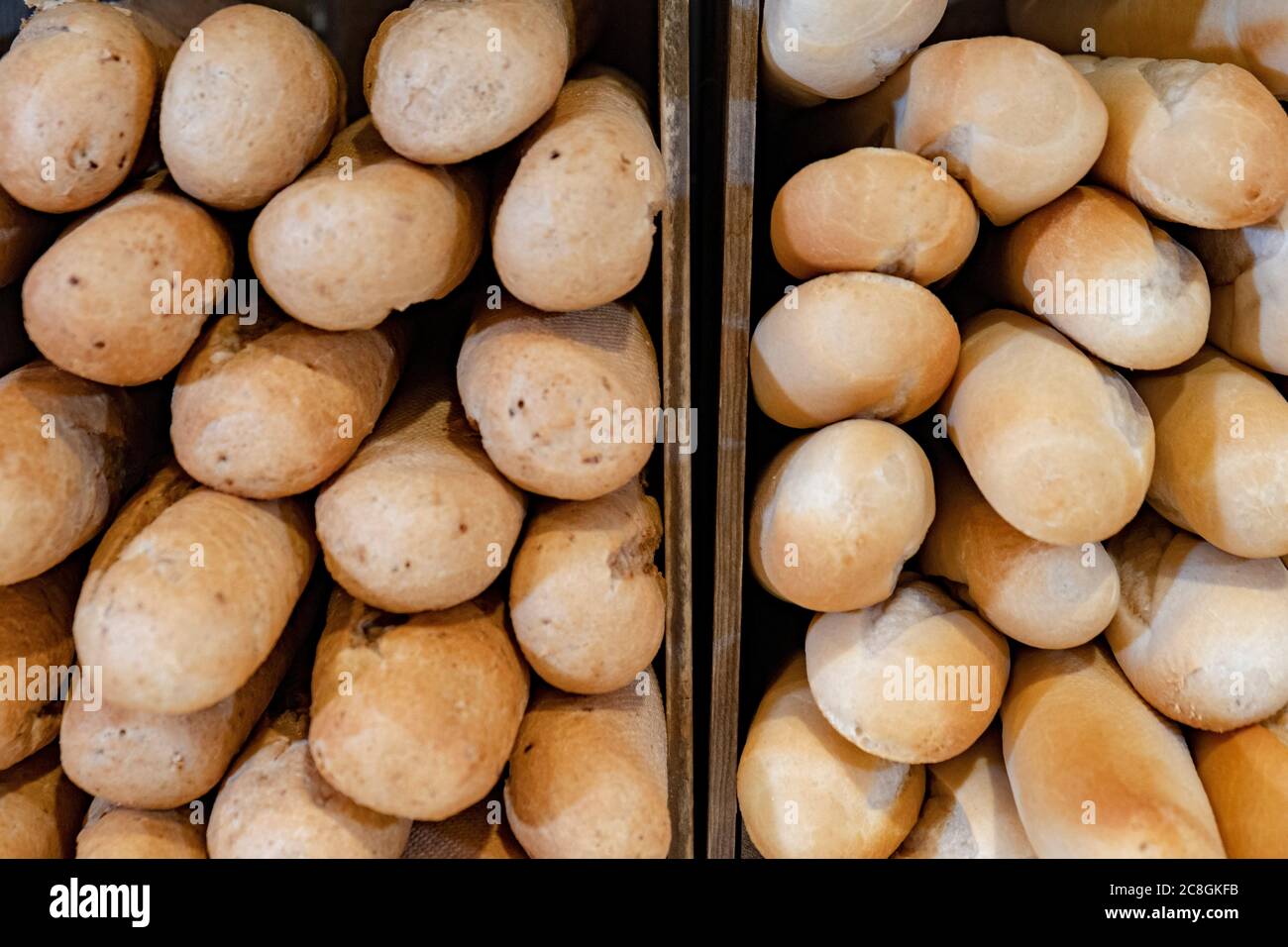 Stacked loaves of bread Stock Photo