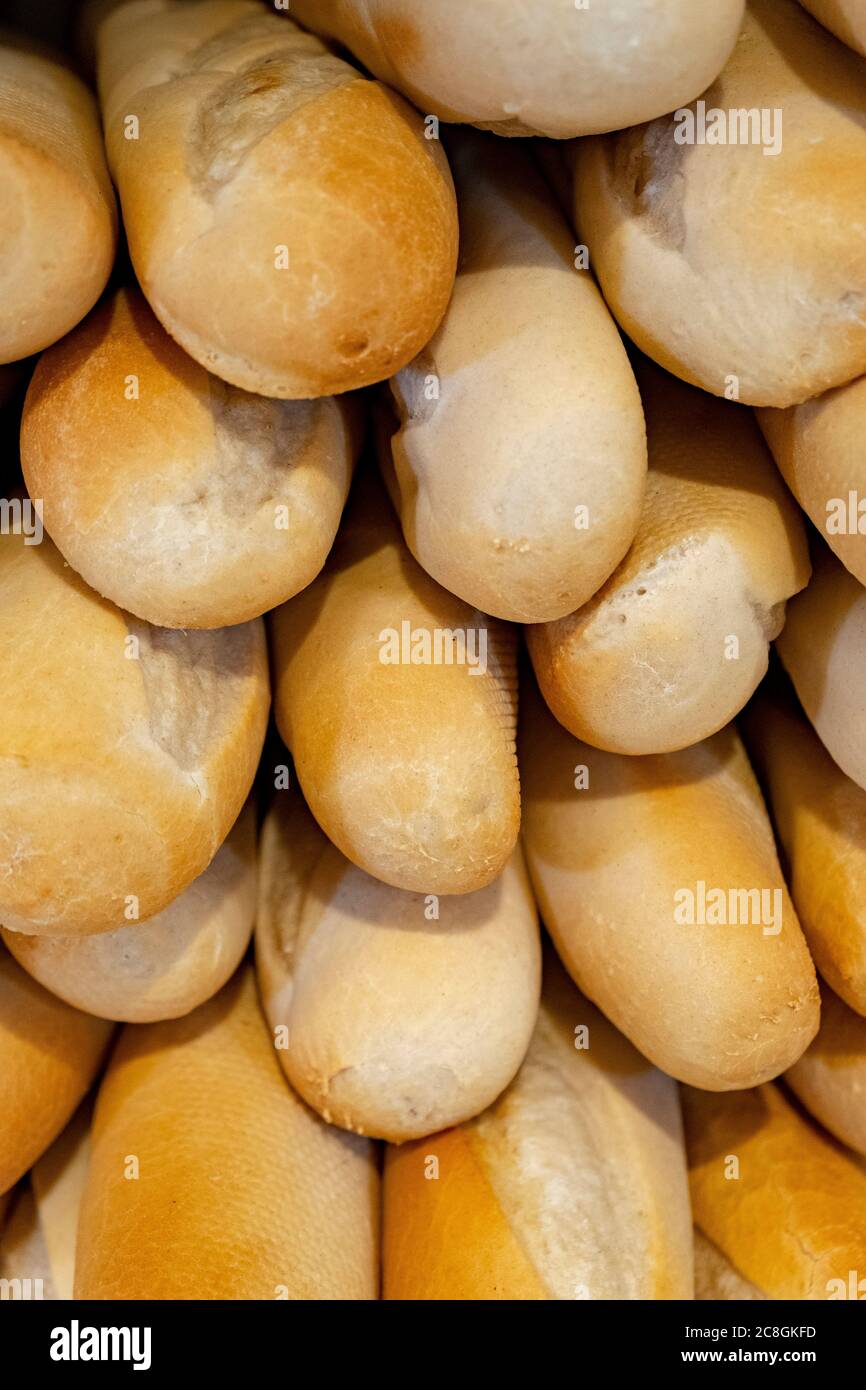 Stacked loaves of bread Stock Photo