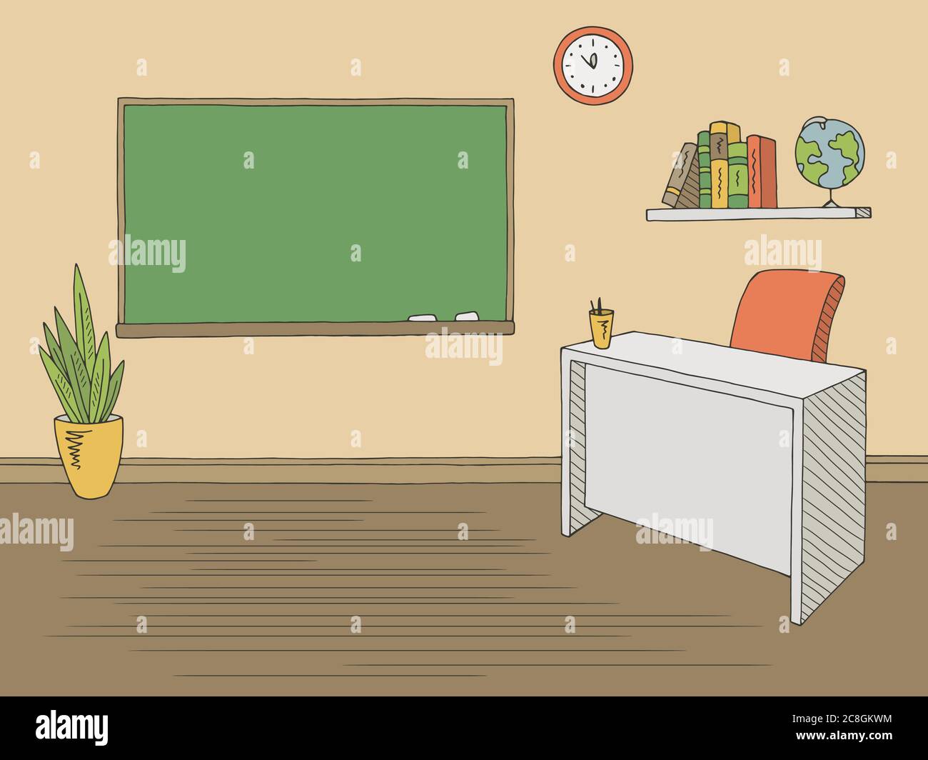 Classroom graphic color interior sketch illustration vector Stock Vector