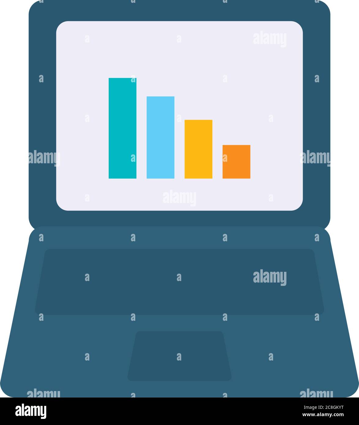 laptop computer with graphic chart icon over white background, flat ...
