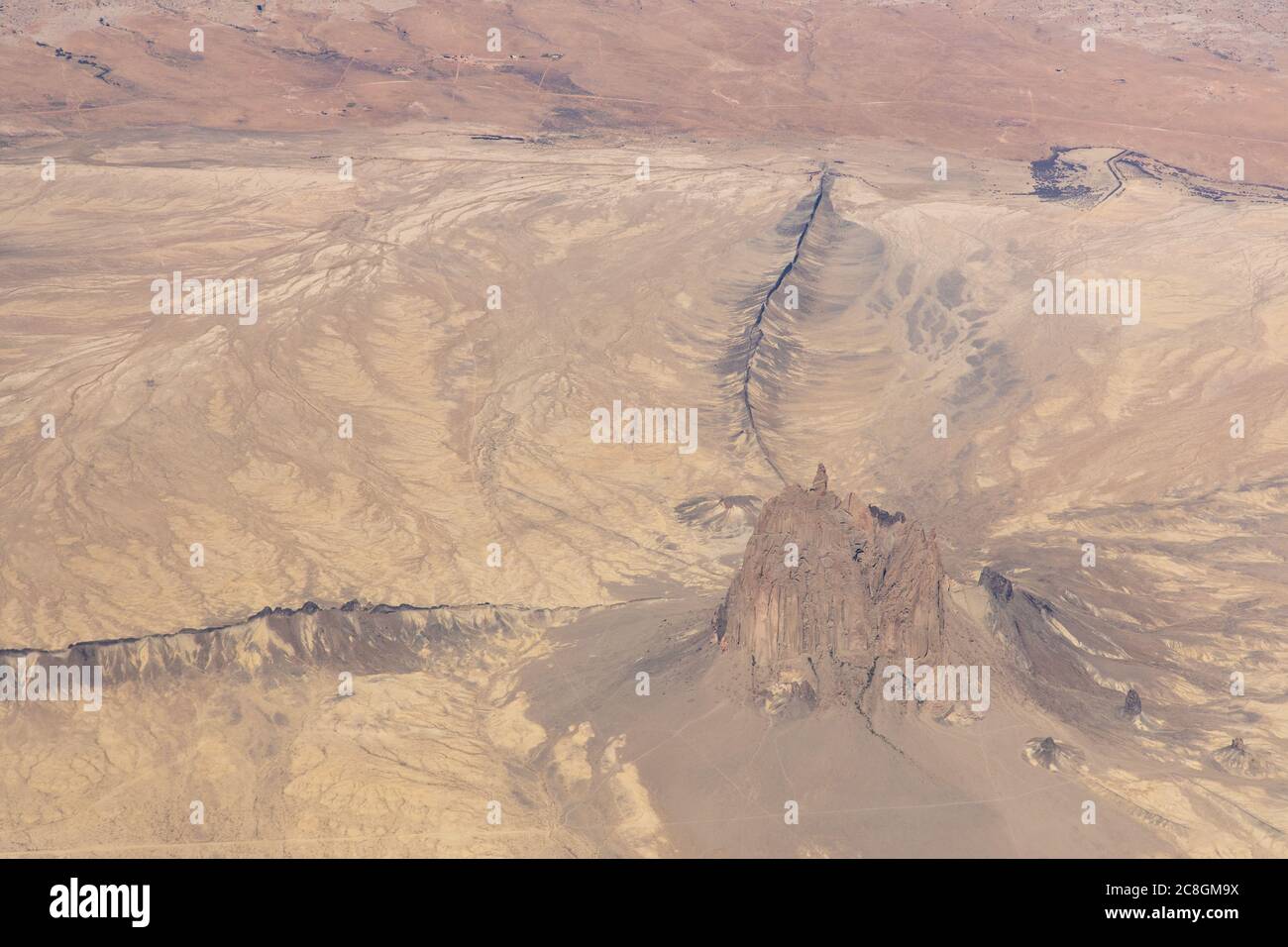 Aerial View of Shiprock Rock Formation, New Mexico, USA Stock Photo